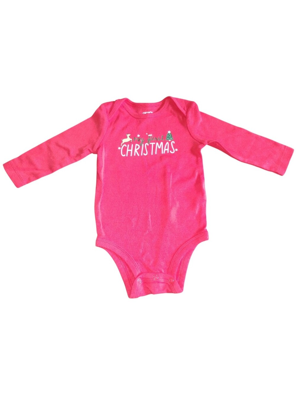 Carter's Hot Pink 'Christmas' Long-Sleeve Baby One-Piece Bodysuit
